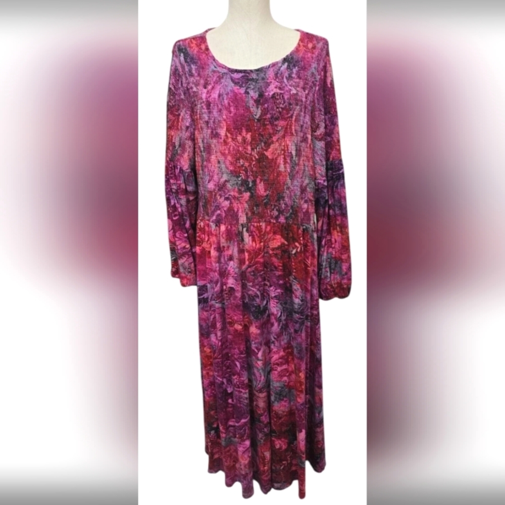 Soft Surroundings Beunissima Floral Maxi Dress Size Large Petite Vacation Boho